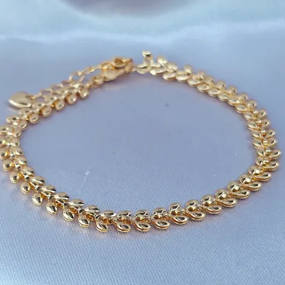 Imagen de Pulsera Hojas Exquisitas de Oro  1805
