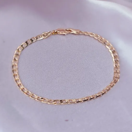 Imagen de Pulsera Tejido Barbada Abierta Oro Dorado Talla 1702