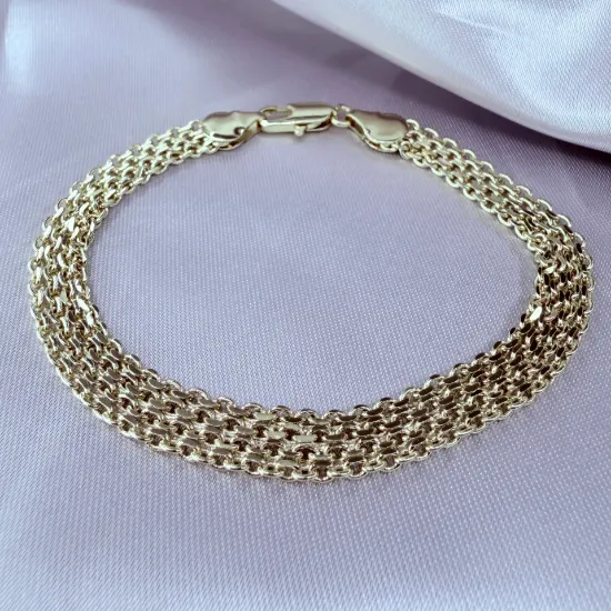 Imagen de Pulsera Tejido Chino Robusto Ancho Oro Amarillo  2108