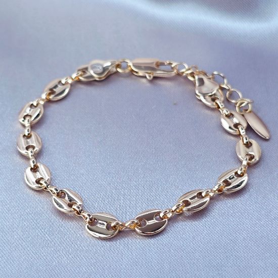Imagen de Pulsera Tejido Gucci Lisa Gruesa Oro Dorado  2106