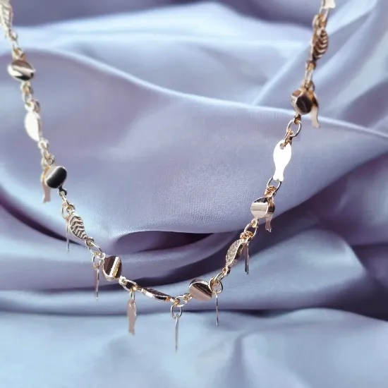 Imagen de Collar Pescados y Hojas de Oro  4603