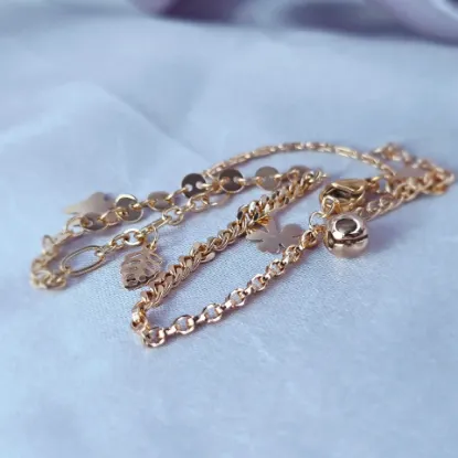 Imagen de Pulsera Tobillera Hoja Mariposa Trébol  2302