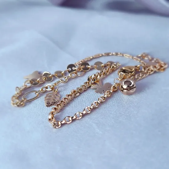 Imagen de Pulsera Tobillera Hoja Mariposa Trébol  2302