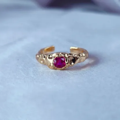 Imagen de Anillo Semiabierto Punto Fucsia