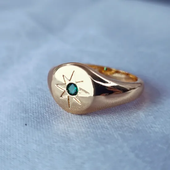 Imagen de Anillo Estrella Punto Esmeralda