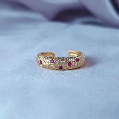 Imagen de Anillo Semiabierto Burbujas Fucsia