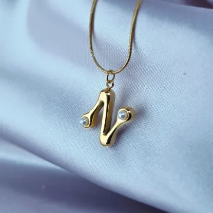 Imagen de Collar Perlas Inicial N