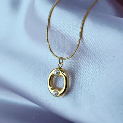 Imagen de Collar Perlas Inicial O