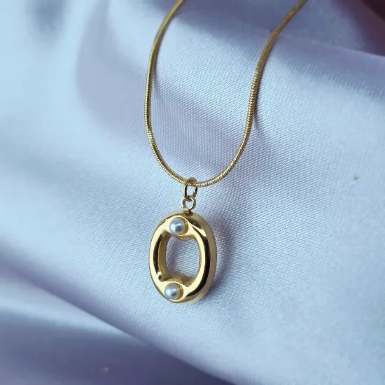 Imagen de Collar Perlas Inicial O