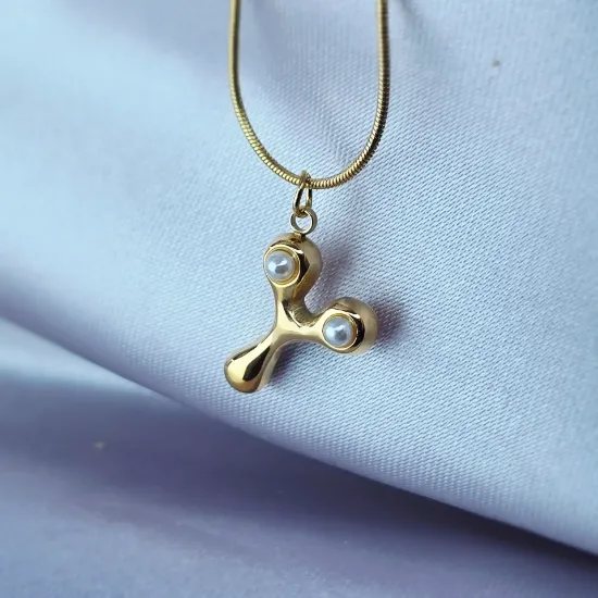 Imagen de Collar Perlas Inicial Y
