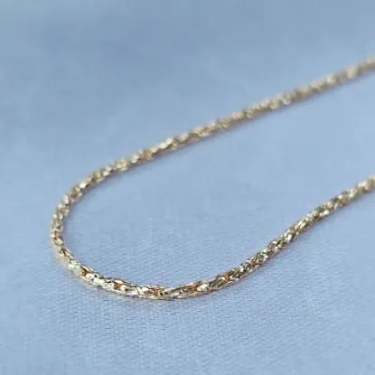 Imagen de Cadena Tejido Trigo Diamantado Oro Dorado Talla 6001