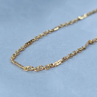 Imagen de Cadena Tejido Aros y Aros Planos Oro Dorado Talla 4502