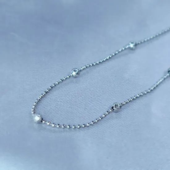 Imagen de Cadena Viviana Diamantada y Lisa Oro Blanco Talla 4502