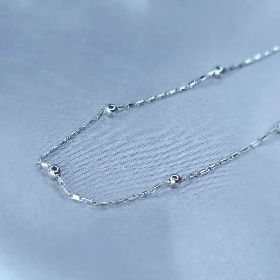 Imagen de Cadena Viviana Rectángulos Planos Oro Blanco Talla 4501