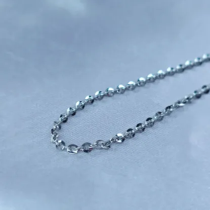 Imagen de Cadena Tejido Aros Anchos Oro Blanco Talla 4502