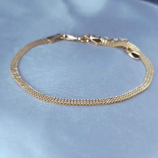 Imagen de Pulsera Tejido Tercia de Cubos Oro Dorado Talla 2103