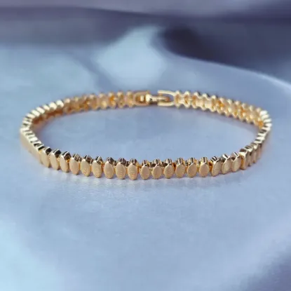 Imagen de Pulsera Tejido Elipse Apuntada Oro Dorado Talla 1805