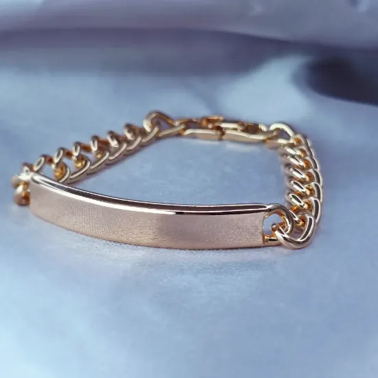 Imagen de Pulsera Esclava Barbada Abierta Liso Oro Dorado Talla 2008