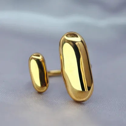 Imagen de Anillo Oro Gotas Geométricas  7