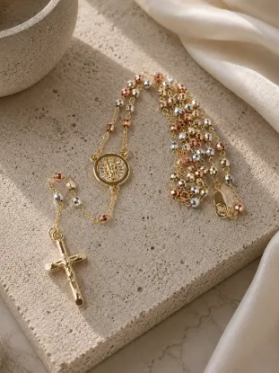 Imagen de Collar Rosario San Juditas Tres Oros Talla 5403
