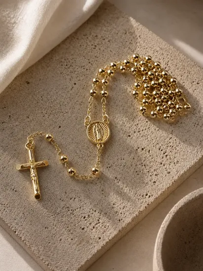 Imagen de Collar Rosario Guadalupe de Oro Talla 5203