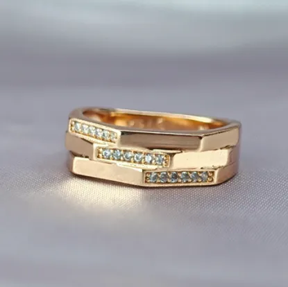 Imagen de Anillo Tabiques Oro y Circonias