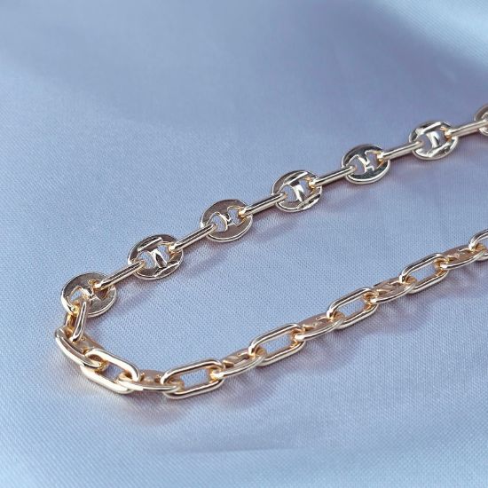 Imagen de Cadena Tejido Gucci con Eslabones Rectángulos Ovalados Oro Dorado  5006