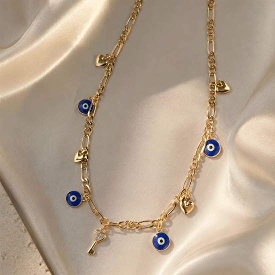 Imagen de Collar Ojos Corazones y Llaves  4703