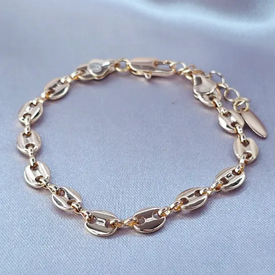Imagen de Pulsera Tejido Gucci Lisa Gruesa Oro Dorado  1906