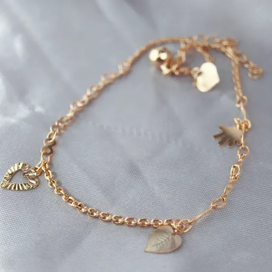 Imagen de Pulsera Tobillera Corazón Hoja Mano  2402