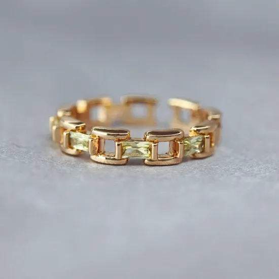Imagen de Anillo Eslabones Cristales Amarillos  7