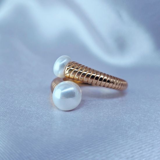 Imagen de Anillo Semiabierto Encuentro de Dos Perlas  6