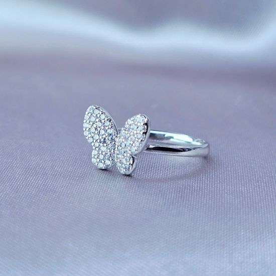 Imagen de Anillo Medio Dedo Mariposa Azucarada de Cristal Talla 4