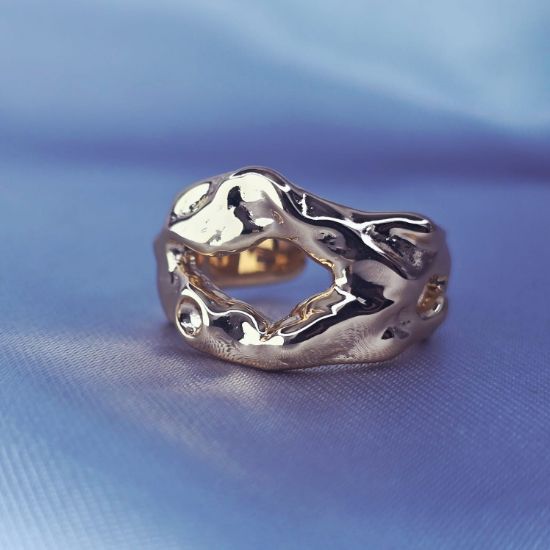 Imagen de Anillo Semiabierto Derretido de Oro  6