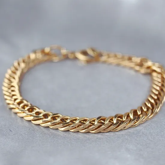 Imagen de Pulsera Tejido Barbada Cerrada Oro Dorado  1605