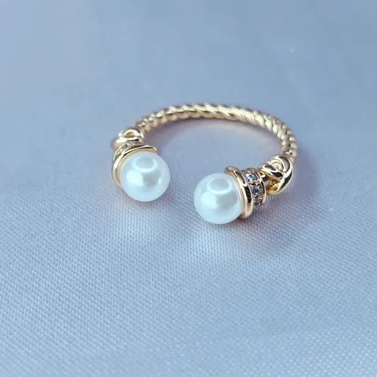 Imagen de Anillo Semiabierto Dos Perlas Mágicas Talla 8