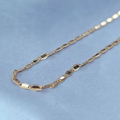 Imagen de Cadena Eslabones Diamantados Texturizados Oro Dorado  4502