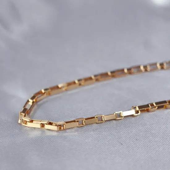 Imagen de Cadena Entrelazado Rectángulos y Cubos Oro Dorado  4403