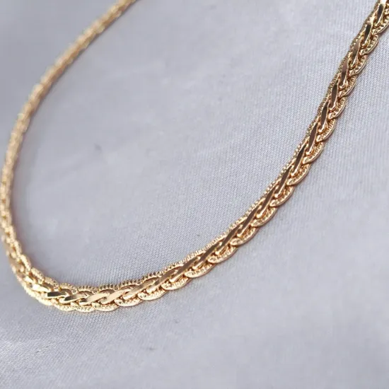 Imagen de Cadena Tejido Petatillo Diamantado Oro Dorado  5004