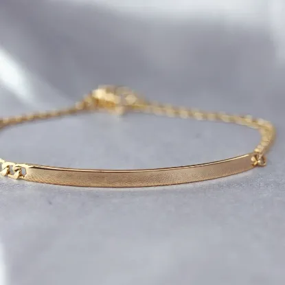 Imagen de Pulsera Esclava Barbada Abierta Plana Oro Dorado  1903