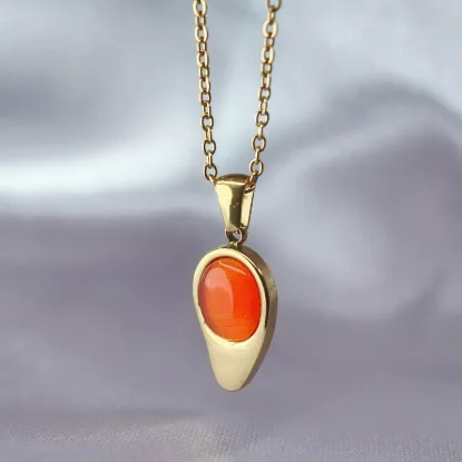 Imagen de Collar Gota Ojo de Gato Naranja  4501