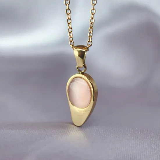 Imagen de Collar Gota Ojo de Gato Rosa  4501