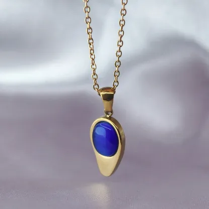 Imagen de Collar Gota Ojo de Gato Azul  4501