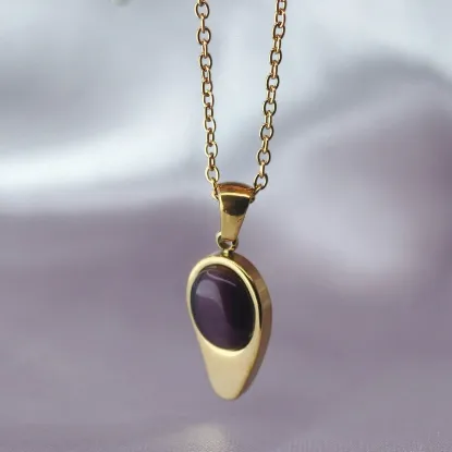 Imagen de Collar Gota Ojo de Gato Morado  4501