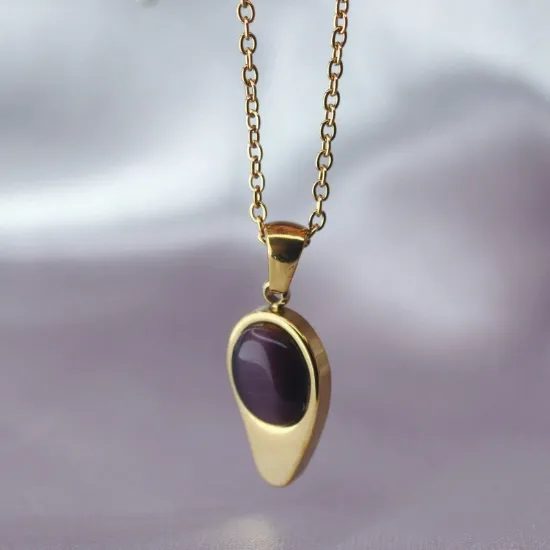 Imagen de Collar Gota Ojo de Gato Morado  4501