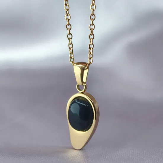 Imagen de Collar Gota Ojo de Gato Negro  4501