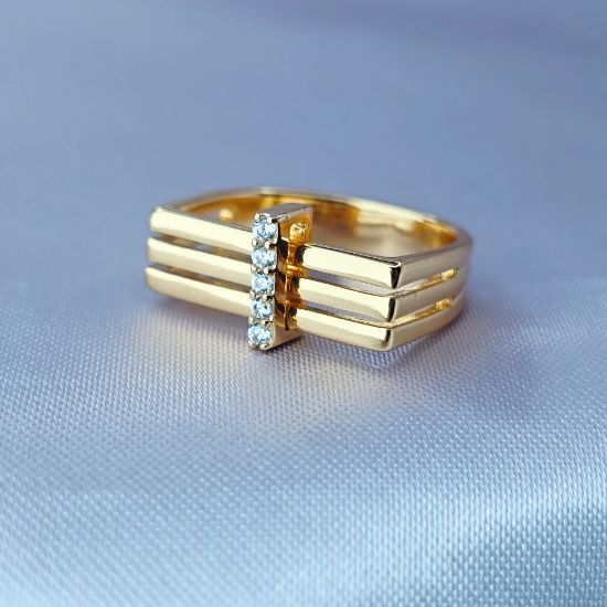 Imagen de Anillo Tres Hileras con Cinco Brillos  8
