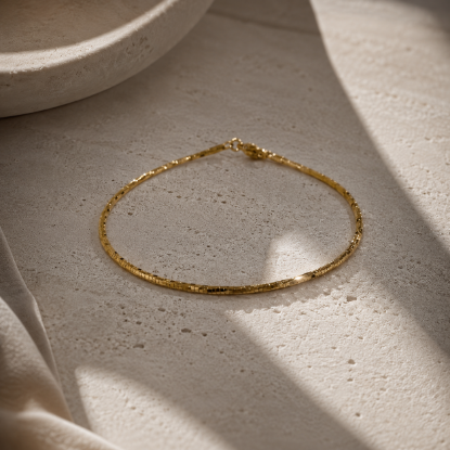 Imagen de Pulsera Box Chain Torcida Oro Dorado  2001