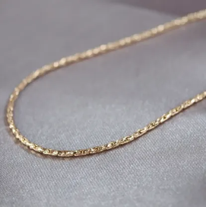 Imagen de Cadena Tejido Trigo Diamantada Rígido Oro Dorado  4501