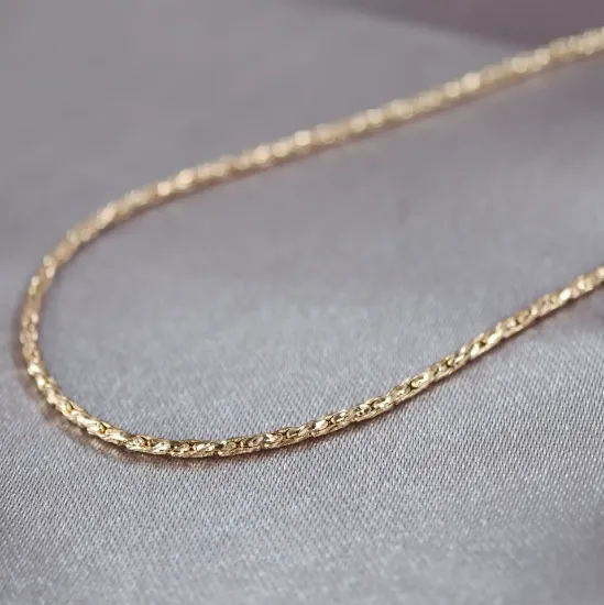 Imagen de Cadena Tejido Trigo Diamantada Rígido Oro Dorado  4501